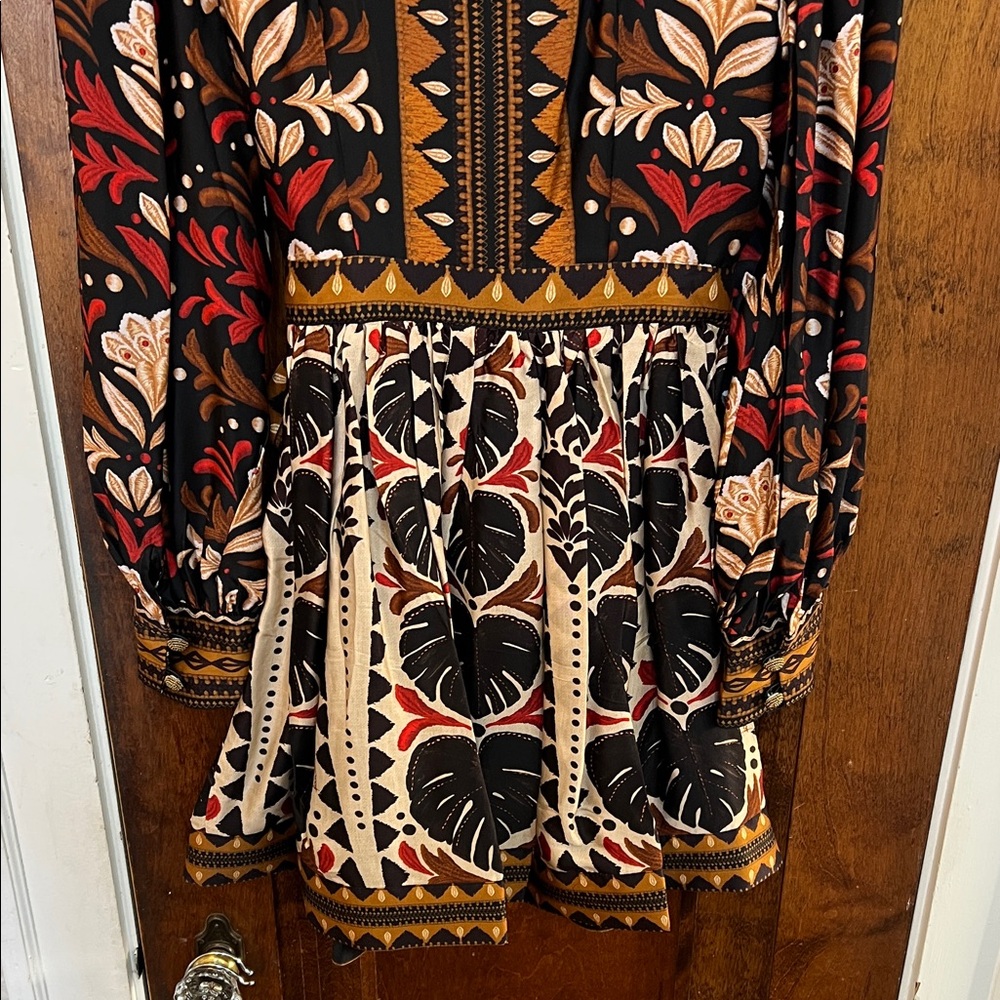 FARM Rio Black Floral Wrap Mini Dress with sleeves NWT - Picture 7 of 13